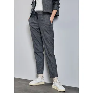 Stoffhose STREET ONE "Style Bonny", Damen, Gr. 44, Länge 28, lila (deep tint blau), Web, Obermaterial: 65% Polyester, 32% Viskose, 3% Elasthan, meliert, casual, loose fit knöchelfrei, Hosen, in Melange Optik