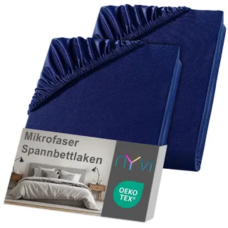 nyvi Spannbettlaken Mikrofaser 90 x 200 - 100 x 200 cm navyblau 2 St.