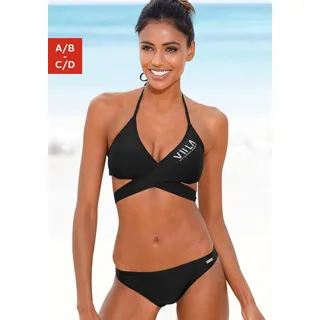 Triangel-Bikini VENICE BEACH Gr. 34, Cup C/D, schwarz Damen Bikini-Sets Ocean Blue mit Top zum Wickeln