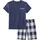 Blau/Beige kariert 146/152