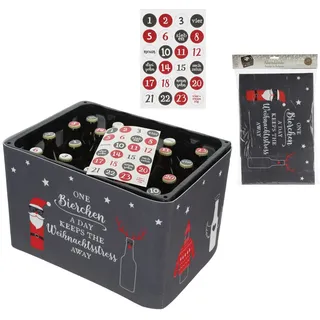 Bierkasten Adventskalender –DIY– Banderole aus Filz und 24 Aufkleber Männer
