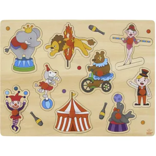 Engelhart - Hochwertiges Holzpuzzle mit Knopf für Kleinkinder - Verschiedene Designs, Holzspiele für Kinder und Babys ab 2 Jahren (Zirkus)