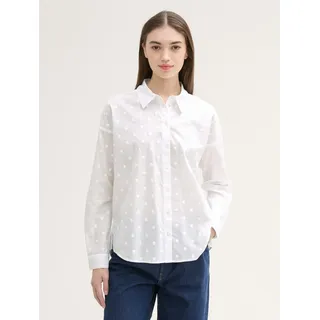 Tom Tailor Denim Damen Bluse im Pünktchen-Muster, 20000 - White, M