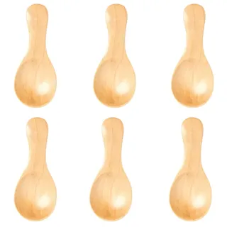 Kleine Holzlöffel,Mini Holz Teelöffel Kaffeelöffel Eis Salzlöffel Honig Kaffee Tee Zucker Salz Marmelade Senf Gewürze Holzlöffel für Küche Gewürzöl Eiscreme Milchpulver,6 Stück Helles Holz 8x3.6cm
