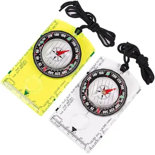 Bangbobi 2 Stuck Kompass Outdoor, Wasserdicht Taschenkompass, Multifunktional für Outdoor-Camping-Navigation, Orientierungslauf und Survival – grün + transparent