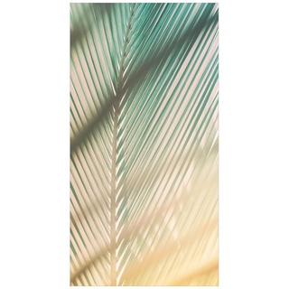 Duschrückwand - Tropische Pflanzen Palmen bei Sonnenuntergang II, Material:Hartfolie Smart Glanz 0.32 mm, Größe HxB:1-teilig 190x80 cm