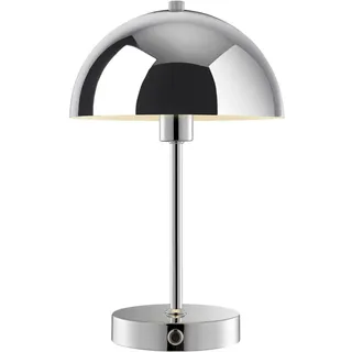 mokebo® LED Tischlampe kabellos, Akku Tischleuchte dimmbar & aufladbar mit USB-C 'Der Leuchtturm', Vintage Flowerpot Lampe, Pilz Lampe & Nachttischlampe Chrom mit Batterie, warmweißes Licht