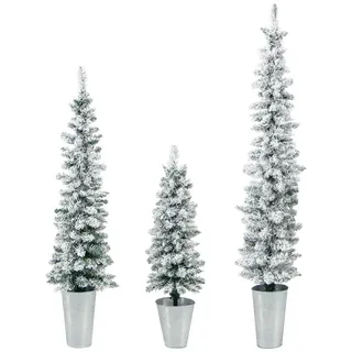 Costway 3er Weihnachtsbaum Künstlich mit Schnee Grün/Weiß 150 cm