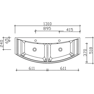 Pelipal Serie 6040 Mineralmarmor-Doppelwaschtisch BMD013M12101, B:1210, H:20, T:460mm BMD013M12101