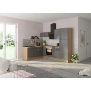 OPTIFIT Winkelküche L-Form 270 cm Anthrazit-Wildeiche