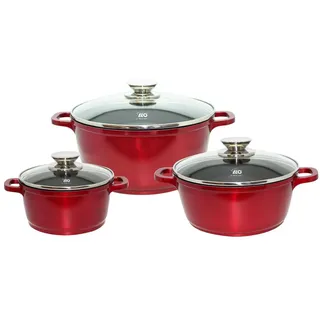 ELO Stahlwaren GmbH Rubino Topf-Set 3-tlg. Aluguss mit Glasdeckeln
