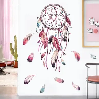 Traumfänger-wandtattoos, Feder- Und Blumen-wandtattoo, Spruch „träume Werden Wahr“, Wanddekoration Für Babyzimmer/kinderzimmer