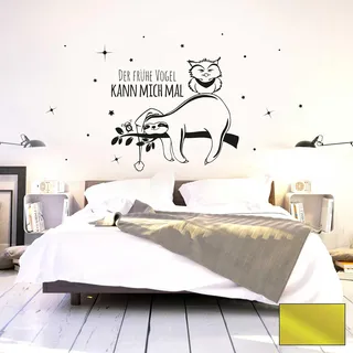ilka parey wandtattoo-welt® Wandtattoo Wandaufkleber Wandbild Faultier Eule Der frühe Vogel kann mich mal M2045 - ausgewählte Farbe: *gold* - ausgewählte Größe: *XL - 100cm breit x 54cm hoch*