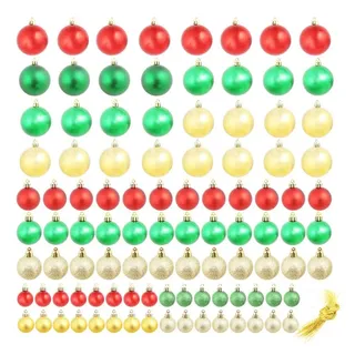 vidaXL Weihnachtskugeln 100 Stk. Rot/Golden/Grün