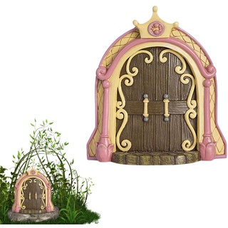 Facynde Feengartentür,Feengarten Feentüren aus Holz - Garten-Heimdekoration Magische Gartendekoration für Elfen Miniatur-Fee-Baum-Tür, Feengarten-Zubehör