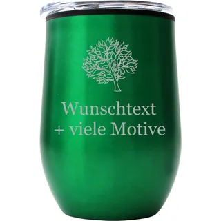 Trinkbecher mit Deckel - personalisierter Becher Bowl Grün 350 ml mit Gravur, Name, Spruch, Motiv - lustiges Geschenk, Weinbecher, Bierbecher, Cocktailbecher