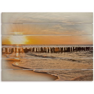 Holzbild »Schöner Sonnenuntergang am Strand«, Strandbilder, (1 St.), 34515011-0 orange B/H/T: 80 cm x 60 cm x 2,4 cm