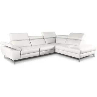 Ecksofa Kansas Leder Weiß