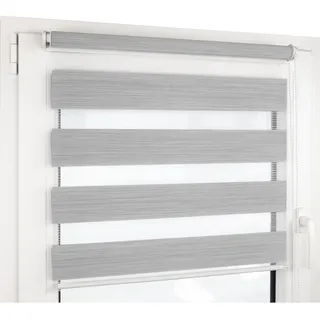 Deco4Me Doppelrollo Klemmfix ohne Bohren - 80 x 160 cm, Hellgrau meliert - lichtdurchlässig & Blickdicht - Duo Rollo für Fenster innen, Klemmrollo - Stoffbreite 76 cm