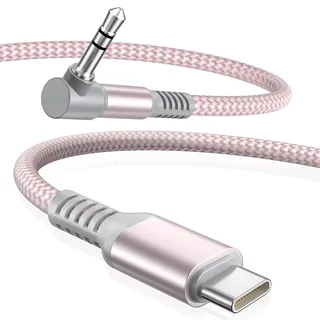 Elebase für iPhone 17 Air USB C auf 90 Grad Winkel 3.5mm Aux Kabel 1.2M,Typ C auf 3.5mm Audio Klinke für Car iPhone 15 16 Pro Max,iPad 10,Samsung Galaxy S25 Ultra FE,Z Fold Flip 6 7, Tab S9 S10 A9 A10