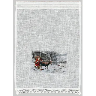 HOSSNER - ART OF HOME DECO Scheibengardine Weihnachtsmann Stangendurchzug 40 x 90 cm Beige 1 St