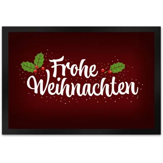 trendaffe - Frohe Weihnachten Fußmatte XL mit Blätter und Beeren Motiv