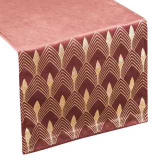 Eurofirany Tischdecke Tischläufer Samt Geometrisches Muster Tischdekoration Tischband Tischtuch Velvet Edel Elegant 1 STK.