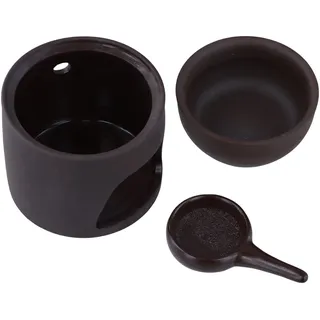 Räucherstövchen, Duftlampe Keramik mit Teelichthalter und Öldiffusor Schale, Duftlampe für Ätherische Öle, Weihrauchbrenner Teelicht, Kräuter Burner Für Zuhause, Schlafzimmer, Wohnzimmer,9*9cm(Braun)
