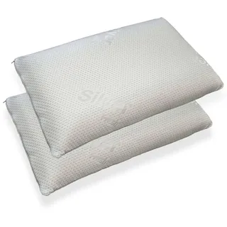 Dmora Kopfkissen Gemelli, Ergonomisches Kissen „Seife“ aus perforiertem Memory Foam, 100 % Made in Italy, 71x41xh13 cm, 2er-Set