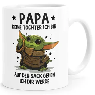 MoonWorks® Kaffee-Tasse Papa Sprüche Geschenk Vatertag Lustig Motiv Baby-Yoda mit Spruch Papa-Tochter weiß standard