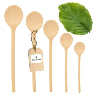 HOFMEISTER® Set auf 5 Kochlöffeln, verschiedene Größen (20,25,30,35,40 cm), geeignet für nahezu jeden Topf und Pfanne, nachhaltiges Kochen