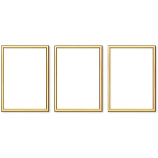 Bilderrahmen 13x18 cm, 3er-Set , gold , Kunststoff, Glas