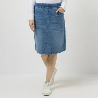 DENIM & CO. Jeansrock Rundumdehnbund Eingrifftaschen knieumspielend