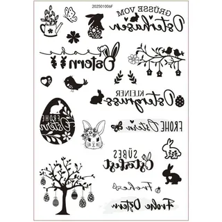 6 Blatter Wassertransferdruck Kerzentattoos Ostern Kerzenaufkleber, Wasserschiebefolie Kerzenfolie Kerzentatoo Aufkleber, Kerzensticker Ostern Kerzen