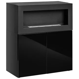 JVmoebel Kommode Schwarze Designer-Kommode mit integriertem Ethanol Kamin (Kommode), Made in Europa schwarz