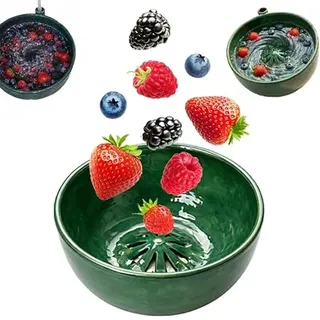Self Spinning Berry Washing Bowl, Beeren Wirbelschüssel, Waschschüssel, Automatischer Obst und Gemüsespüler mit Abfluss für die Küche, Für Blaubeeren, Trauben, Himbeeren, Camping, Haushaltsk (1 Stück)