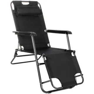 Springos® Gartenliege Klappbar Zero Gravity – Relaxsessel 2in1, Verstellbar, Schwarz, bis 120 kg - Schwarz
