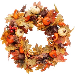 Sharplace Herbstkranz für die Haustür, Erntekranz, Beeren, Ahornblätter, Aufhänger, Herbstkranz, künstlicher Kranz für Feiertage, Halloween, Innen- und, Stil a