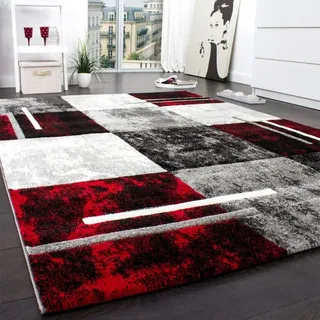 Paco Home Diamond 663 Kurzflorteppich 300 x 400 cm Grau/Rot