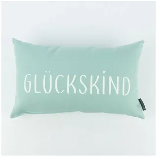 Magma Heimtex Dekokissen Magma Deko Kissen mit Aufschrift Glückskind mint 30x50cm grün