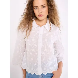 Apricot Spitzenbluse Gekürztes Shirt mit Blumenapplikation mit Blumenapplikation weiß XXL (44)
