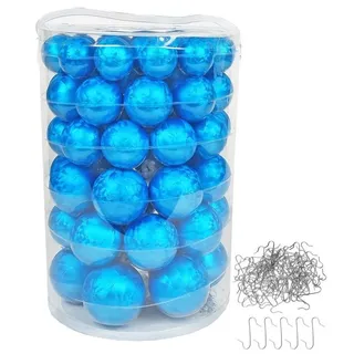 Jack by Inge Glas 60x Glas Christbaumkugeln 4 5 6 7 cm Weihnachtskugeln Eislack Blau + Haken