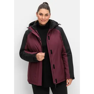 Outdoorjacke SHEEGO "Große Größen", Damen, Gr. 54, rot (bordeaux, schwarz), Obermaterial: 94% Polyester, 6% Elasthan;Futter: 100% Polyester;Wattierung: 100% Polyester, unifarben, casual, figurumspielend normal, Jacken, atmungsaktiv, wasser- und winddicht