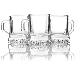 BigDean Schnapsglas 24 x Schnapsgläser 3cl Shotgläser Spülmaschinenfest mit Henkel, Glas weiß