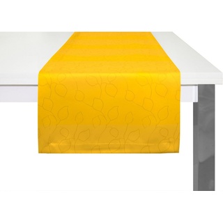 Wirth Tischläufer Westport (1-tlg), Made in Germany, Jacquard Dekostoff, Blatt-Design, Pflegeleicht gelb