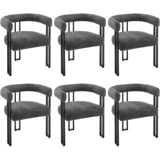 Woltu Esszimmerstuhl Chenille dunkelgrau 2er Set