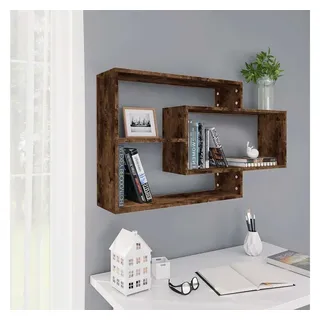 furnicato Wandregal Praktisches 104x20x58,5 cm in Räuchereiche, Holzwerkstoff, 1-tlg., Stabile Regalwand mit 3 offenen Fächern und hoher Belastbarkeit braun