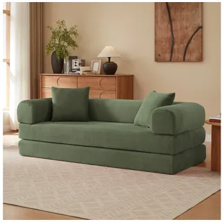 ANYSUN Sofa 3-Sitzer Schlafsofa Cord,Boden Schlafsofa Convertible, Sofas wohnzimmer Loungesofa Schlafcouch Tagesbett mit Schlaffunktion, (195x89 CM) geeignet für Apartments Wohnzimmer, Schlafzimmer grün