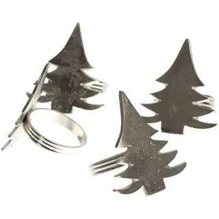 4er Set Aluminium Serviettenring Serviettenhalter Tannenbaum ca. 6 x 4 cm
