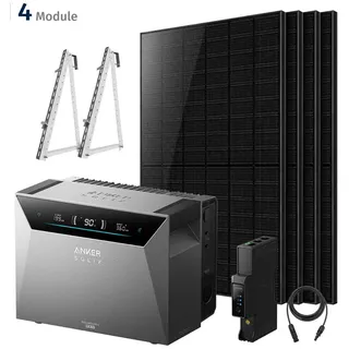 solarmars Balkonkraftwerk mit Speicher Anker SOLIX Solarbank 4 E5000 Pro + Solarmodul Set + Balkon-Halterung